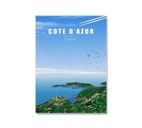 LVTFCO Affiche de la Côte d'Azur - Paysage Mural de la Côte d'Azur - Impression sur Toile de Voyage - Image Moderne pour décoration d'intérieur - 50 x 70 cm - 1 sans Cadre