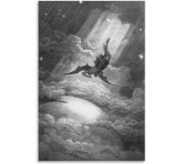 LVTFCO Affiche et Impressions de Gustave Dore 《Paradis Perdu, Chutes de Satan》 Peinture sur Toile Gustave Dore Art Mural pour décoration d'art Maison 50 x 70 cm x 1 sans Cadre