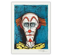 LVTFCO Bernard Buffet Affiche Et Impressions《Clown Fond Bleu》Art Mur Bernard Buffet Peinture Toile pour Accueil Art Mur Décor Image 60x80cm Pas De Cadre