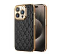 LVTFCO Coque de téléphone de Luxe en Treillis de Diamant 3D pour iPhone 11 12 13 14 15 Pro Max, Couleur Bonbon Solide, Coque Rigide Antichoc en PC, Noir, pour iPhone 15