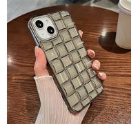 LVTFCO Coque de téléphone Transparente de Couleur Bonbon de Grille de Tissage 3D pour iPhone 14 13 11 12 Pro Max XS XR X Couverture en Silicone Antichoc Souple, T5, pour iPhone 13