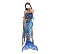 LVTFCO Costume de queue de sirène, costume de plage d'été, costume de princesse 3 pièces, parade de princesse adulte,Blue-XL