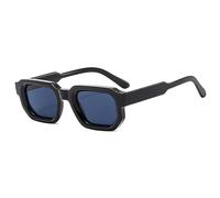LVTFCO Lunettes de soleil carrées bleues à la mode pour femmes et hommes, lunettes de soleil rétro de luxe à verres transparents, lunettes UV400, noir noir, taille unique
