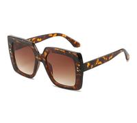 LVTFCO Lunettes de soleil carrées de luxe pour femmes et hommes, à grande monture, Vintage, surdimensionnées, UV400, comme image, thé léopard