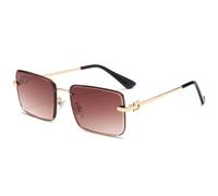 LVTFCO Lunettes de Soleil carrées rétro Femmes Mode sans Monture dégradé Alliage Lunettes de Soleil Nuances Dames Lunettes sans Cadre UV400, dégradé Marron, Taille Unique