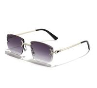 LVTFCO Lunettes de Soleil carrées sans Monture Hommes Femmes UV400 Petits Lunettes de Soleil sans Cadre dégradé pour Hommes Lunettes en métal Populaires, Silver GradGray, Taille Unique