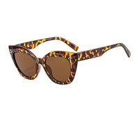 LVTFCO Lunettes de soleil classiques œil de chat pour femme, verres noirs vintage, lunettes de soleil UV400, style simple, rivet, léopard