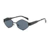 LVTFCO Lunettes de Soleil Mode Losange pour Femmes Lunettes de Soleil de Luxe à Monture en métal pour Dames Irrégulières Vintage Petites Nuances Uv400, Noir, Taille Unique