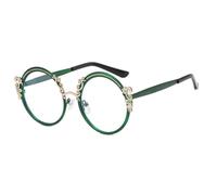 LVTFCO Lunettes Rondes Montures Femmes Mode Lunettes Transparentes Femme Luxe Métal Vert