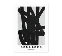 LVTFCO Pierre Soulages Noir Affiche Et Impressions Pierre Soulages Art Mur Pierre Soulages Toile Peinture pour Home Wall Decor Image 30x40cm sans Cadre