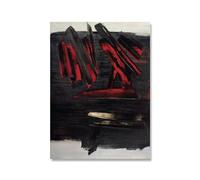 LVTFCO Pierre Soulages Noir Affiches Abstrait Art Mural Pierre Soulages Estampes Pierre Soulages Peinture sur Toile pour La Maison Murale Art Déco 60x80cm sans Cadre