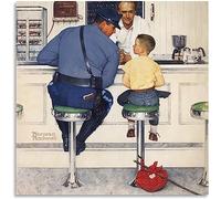 LVTFCO Retro Norman Rockwell Affiches et Gravures《The Runaway》Peinture Toile Norman Rockwell Art Mural pour Home Wall Art Decor Image 50x50cmx1 Pas de Cadre