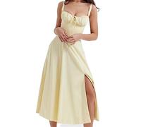 LVTFCO Robe D'été À Bustier Col Carré sans Manches À Corset Midi Floral Femme À Imprimé