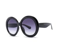 LVTFCO Vintage grandes lunettes de soleil rondes femmes marron dégradé surdimensionné lunettes de soleil femme mode luxe miroir nuances claires, D6, taille unique