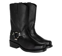 LVTFIYQX Hommes Bottes PU Cuir Équitation Moto Bottes Western Carré pour Vintage Bottes mi-Mollet pour Cadeau de Noël,Noir,43 EU