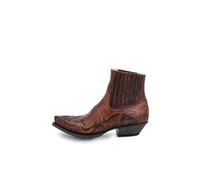 LVTFIYQX Men Western Cowboy Short Boots Classic Embroidered Mid-Calf Boots Retro Ankle Pointed Toe Block Heel Moto Boots for Boyfriend Gifts,Marron,42 EU