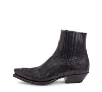 LVTFIYQX Men Western Cowboy Short Boots Classic Embroidered Mid-Calf Boots Retro Ankle Pointed Toe Block Heel Moto Boots for Boyfriend Gifts,Noir,40 EU