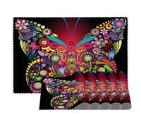 LVTISEE Lot de 1 napperon en tissu résistant à la chaleur et aux taches pour table de salle à manger Motif fleurs et papillons