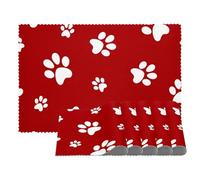 LVTISEE Lot de 6 sets de table en tissu résistant à la chaleur et aux taches pour table de salle à manger - Motif empreintes de chien