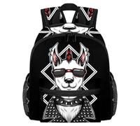 LVTISEE Petit sac à dos léger à motif lama punk, petit sac à dos décontracté pour voyage avec poches latérales pour bouteille