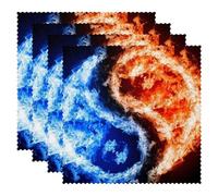 LVTISEE Sets de table carrés 3D bleu et rouge motif yin yang - Résistant à la chaleur et aux taches - 30,5 x 30,5 cm