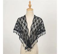 LVUNZJCA Bandeaux Triangulaires Écharpe Triangulaire Polyvalente et élégante for Femme, châle avec Dentelle Creuse et Pompons Roses pour Les Femmes Filles(Schwarz)