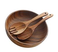 LVUNZJCA Bol en Bois Ensemble rond de saladier et plateau à fruits en bois pour Fruits, Desserts