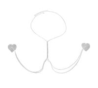 LVUNZJCA Chaîne de Corps pour Femme Autocollants de Poitrine en Strass Sexy, chaîne de Poitrine Suspendue au Cou, Accessoires de Bikini(Silver_One Size)