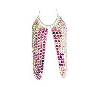 LVUNZJCA Chaîne de Corps pour Femme Bijoux de chaîne de Poitrine de chaîne de Pince à Linge de Corps exagéré Punk(2_One Size)