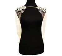 LVUNZJCA Chaîne de Corps pour Femme Chaîne de Corps à Double épaule avec Pompon en métal(Gold_Free)