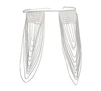 LVUNZJCA Chaîne de Corps pour Femme Chaîne de Corps à Double épaule avec Pompon en métal(Silver_Free)