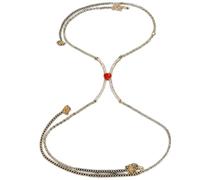 LVUNZJCA Chaîne de Corps pour Femme Chaîne de Corps délicate avec Strass, cœur d'amour, émeraude, attelle de Poitrine(Gold_One Size)