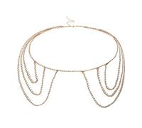 LVUNZJCA Chaîne de Corps pour Femme Chaîne de Corps Simple Cape Summer Beach en Diamant(Gold_Free)