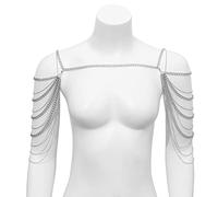 LVUNZJCA Chaîne de Corps pour Femme Chaîne de Cou à Pompon géométrique Vintage personnalisée(Silver_Free)