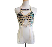 LVUNZJCA Chaîne de Corps pour Femme Chaîne de Soutien-Gorge en Cristal de chaîne de Corps de Bikini de Style de Station balnéaire d'été(Gold_Free)