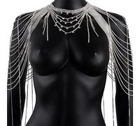 LVUNZJCA Chaîne de Corps pour Femme Chaîne d'épaule, Accessoires de Bijoux de fête(Silver_Free)