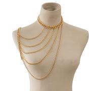 LVUNZJCA Chaîne de Corps pour Femme Collier for Femme Sexy à Pompons géométriques, chaîne de Corps(Gold_Free)