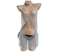 LVUNZJCA Chaîne de Corps pour Femme Performance de chaîne de Corps de Barbe Suspendue personnalisée(Silver_Free)