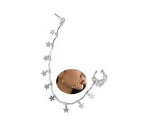 LVUNZJCA Chaîne de Nez Anneau de Nez for Femmes, Anneau de Nez perlé avec Pompon Punk avec chaîne de Nez pour Femmes et Filles(Silver_15cm)