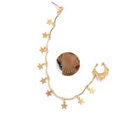 LVUNZJCA Chaîne de Nez Anneau de Nez for Femmes, Anneau de Nez perlé avec Pompon Punk avec chaîne de Nez pour Femmes et Filles(Gold_15cm)
