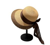 LVUNZJCA Chapeau de Paille pour Femme Chapeau de Paille à Larges Bords en Dentelle for Le Printemps et l'été(Khaki)