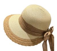 LVUNZJCA Chapeau de Paille pour Femme Chapeau de Paille à Larges Bords en Dentelle for Le Printemps et l'été(Beige)