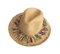 LVUNZJCA Chapeau de Paille pour Femme Chapeau de Paille à Pompons colorés for l'été