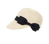 LVUNZJCA Chapeau de Paille pour Femme Chapeau de Paille Arrondi Classique d'été avec nœud(Beige)
