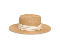 LVUNZJCA Chapeau de Paille pour Femme Chapeau de Paille Classique à Dessus Plat(Khaki)