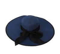 LVUNZJCA Chapeau de Paille pour Femme Chapeau de Paille Classique d'été avec nœud créatif(Blue)