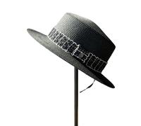 LVUNZJCA Chapeau de Paille pour Femme Chapeau de Paille crème Solaire Leisure Beach(Black)