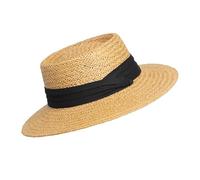 LVUNZJCA Chapeau de Paille pour Femme Chapeau de Paille Plat à Bords Plats et Protection Solaire rétro Tendance(Khaki)