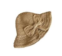 LVUNZJCA Chapeau de Paille pour Femme Chapeau de Paille rétro d'été avec Protection Solaire(Khaki)