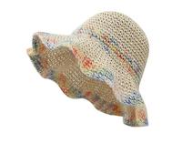 LVUNZJCA Chapeau de Paille pour Femme Chapeau de Paille tissé coloré Classique d'été(Beige)